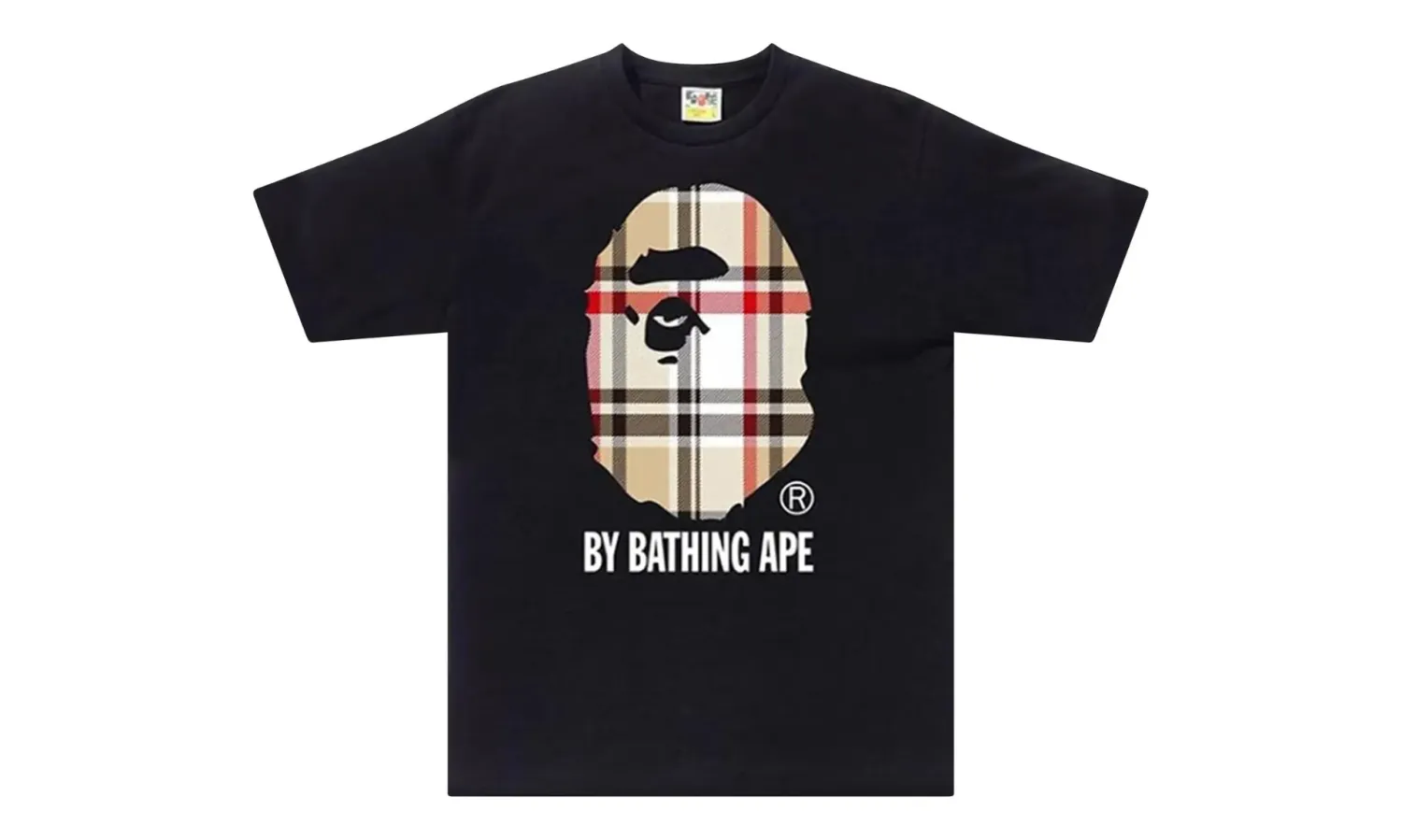 BAPE A Bathing Ape Check by Bathing Tee Black Beige