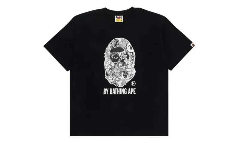 Bape Comic Art Ape Head Tee Black