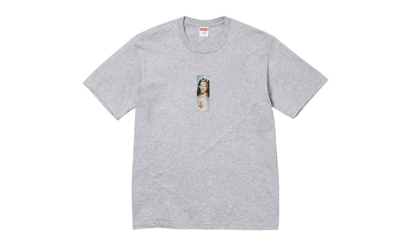 Supreme Prayer Card Box Logo Tee Heather Grey