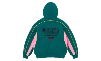 Supreme Racing Lined Zip Up Hooded Sweatshirt Dark Teal