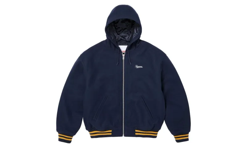 Supreme Larry Clark Hooded Varsity Jacket Navy