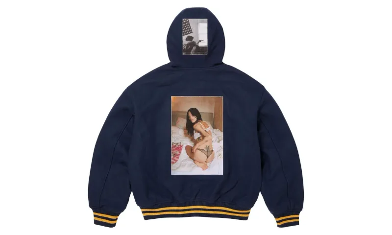 Supreme Larry Clark Hooded Varsity Jacket Navy