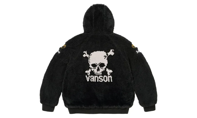 Supreme Vanson Leathers Reversible Quilted Hooded Jacket Black
