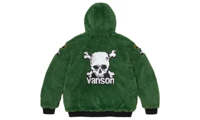 Supreme Vanson Leathers Reversible Quilted Hooded Jacket Brown Green