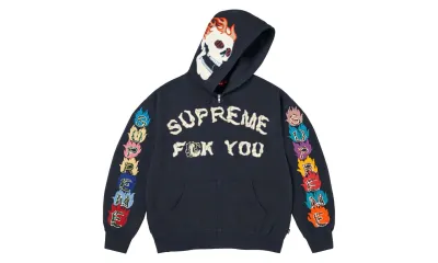 Supreme Fuck You Zip Up Hooded Sweatshirt Navy