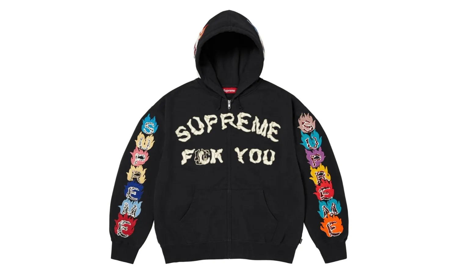 Supreme Fuck You Zip Up Hooded Sweatshirt Black