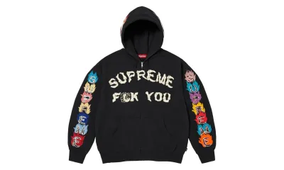 Supreme Fuck You Zip Up Hooded Sweatshirt Black