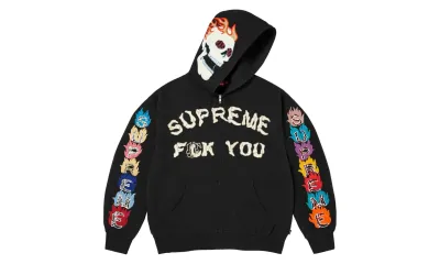 Supreme Fuck You Zip Up Hooded Sweatshirt Black