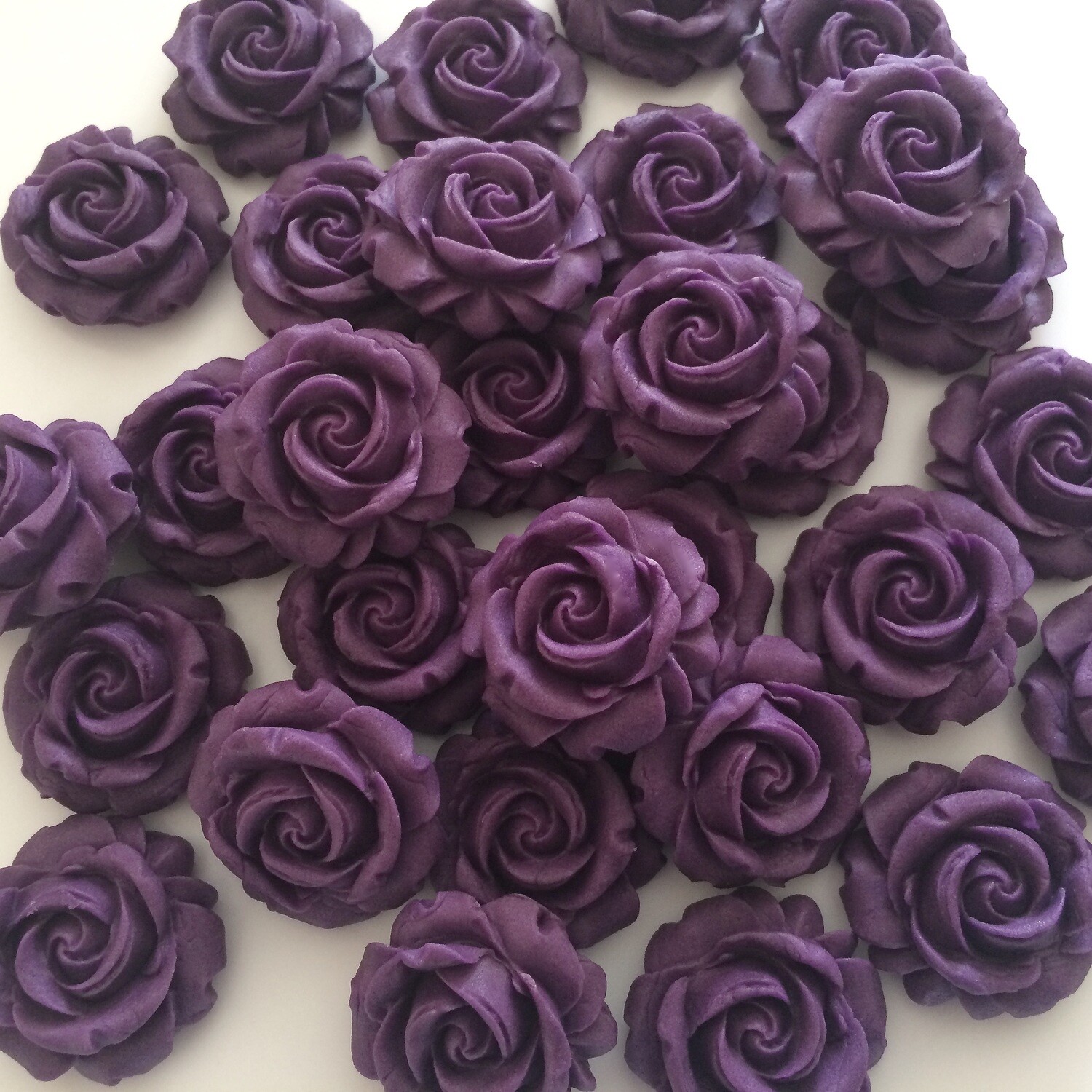 Edible Purple Roses Fondant Cake Flowers