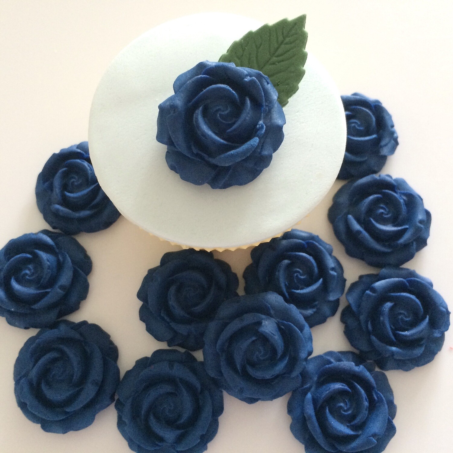 Royal Blue 3D Sugar Roses wedding cake decorations 55mm NONWIRED 
