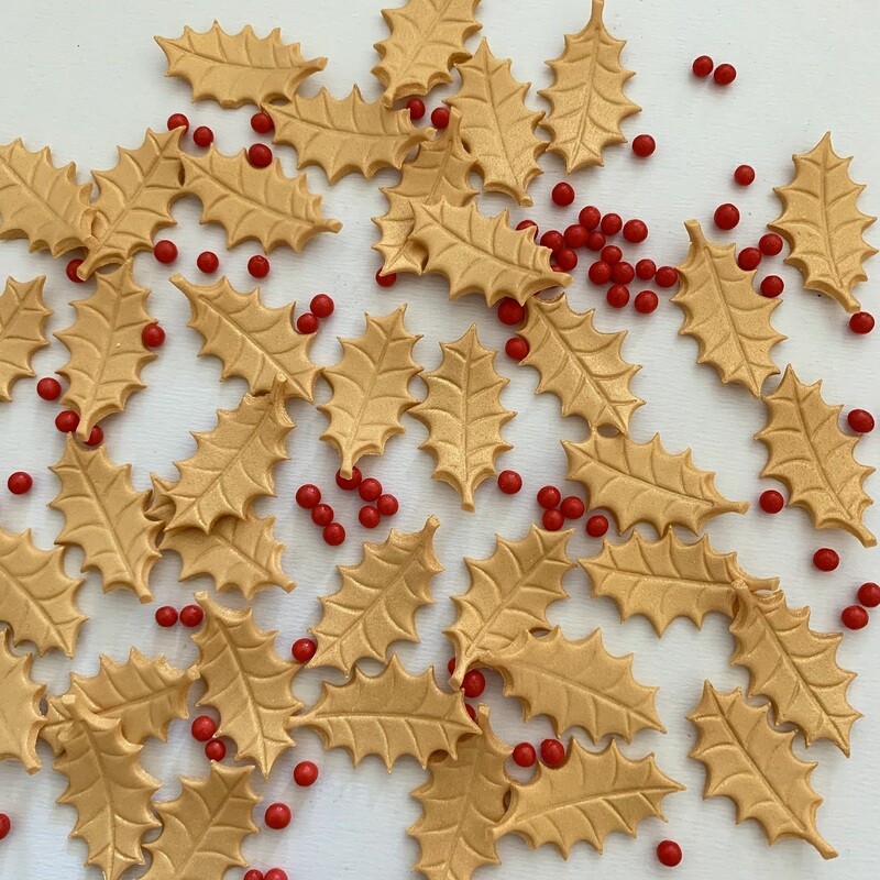 Gold Holly Leaves &amp; Berries
