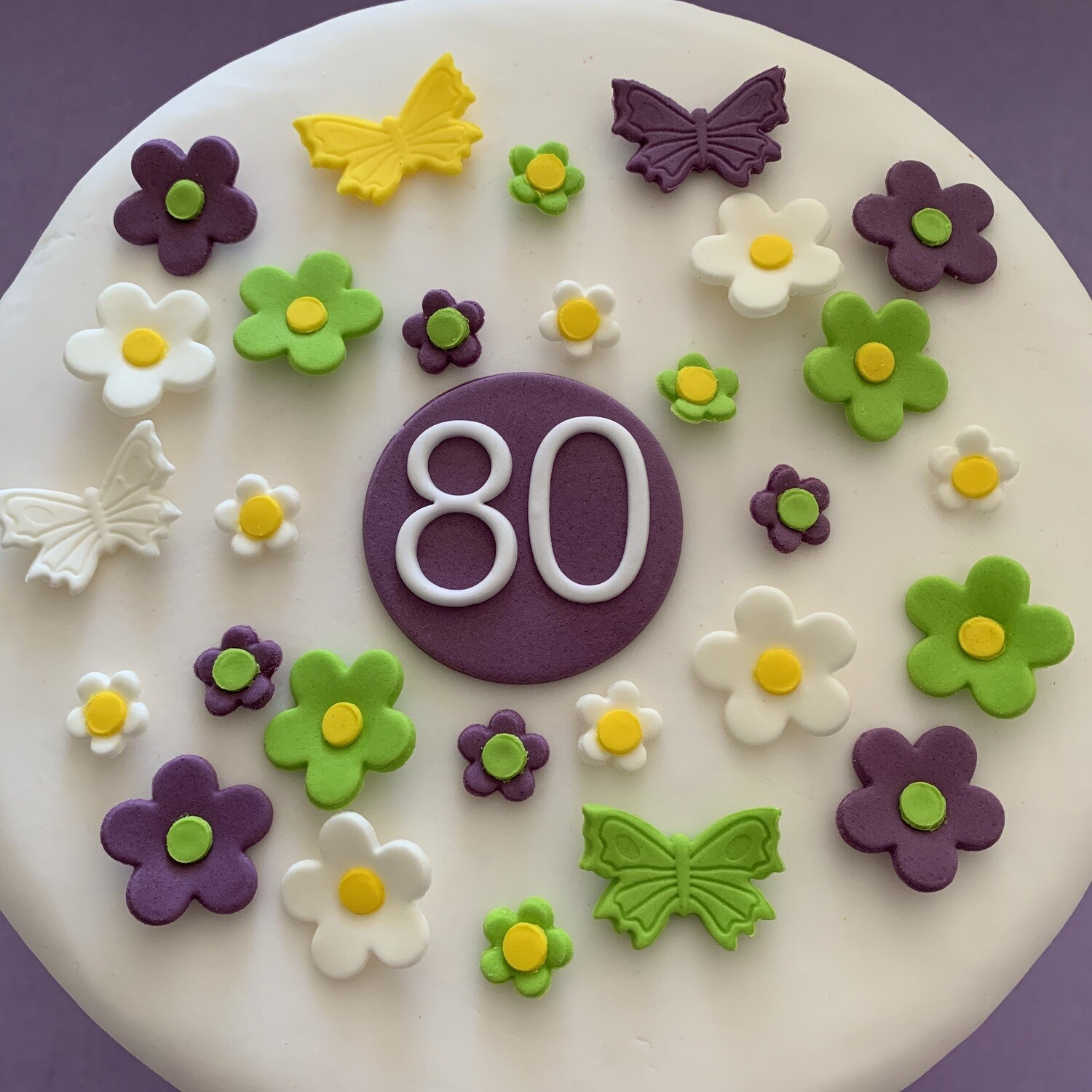 Number Plaque. One small round sugar paste plaque with white number in a colour of your choice for adding to any of our products. Suitable for birthday, anniversary and special milestone cakes.