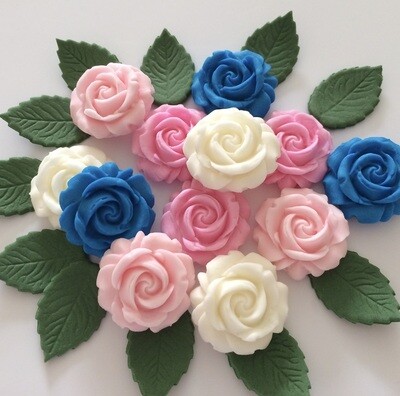 Blue Pink Cream Roses