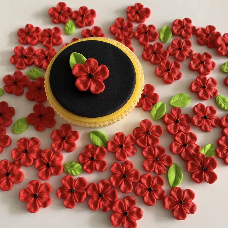 Edible Poppy Red Blossoms For Cakes
