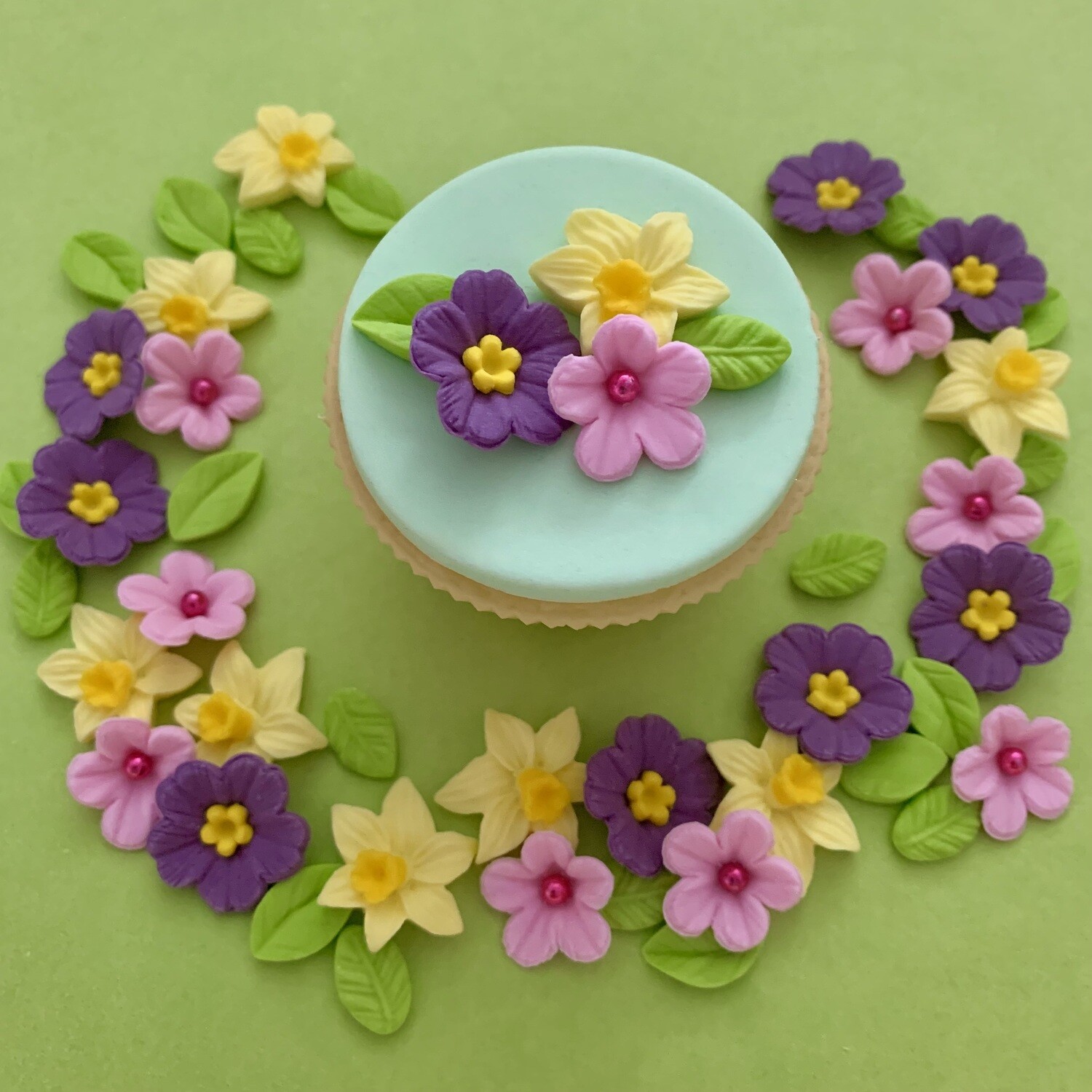 Spring Garden Fondant Sugar Flowers for Cakes