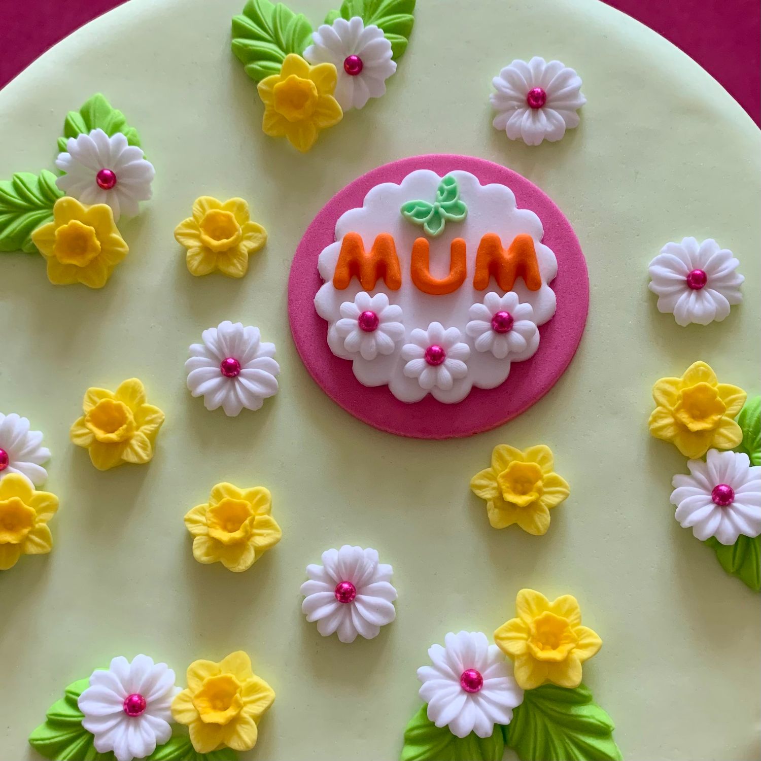 Pink Mum Plaque With Flowers