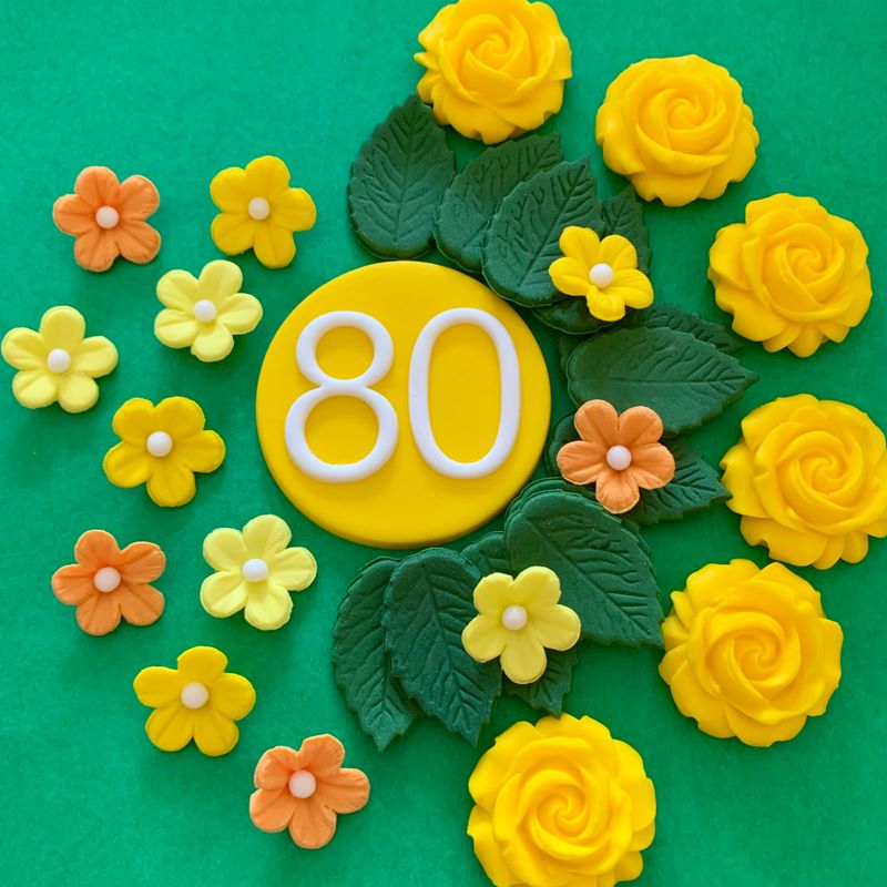 Yellow 80th Birthday Cake Decorations