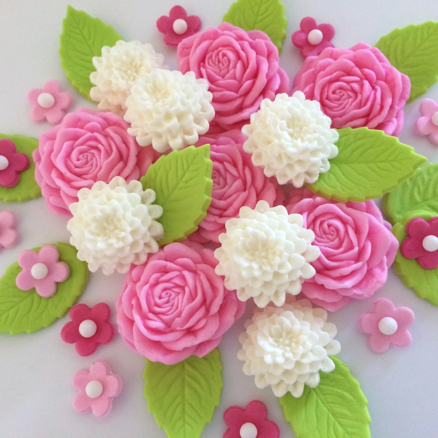 Pink Roses Ivory Mums