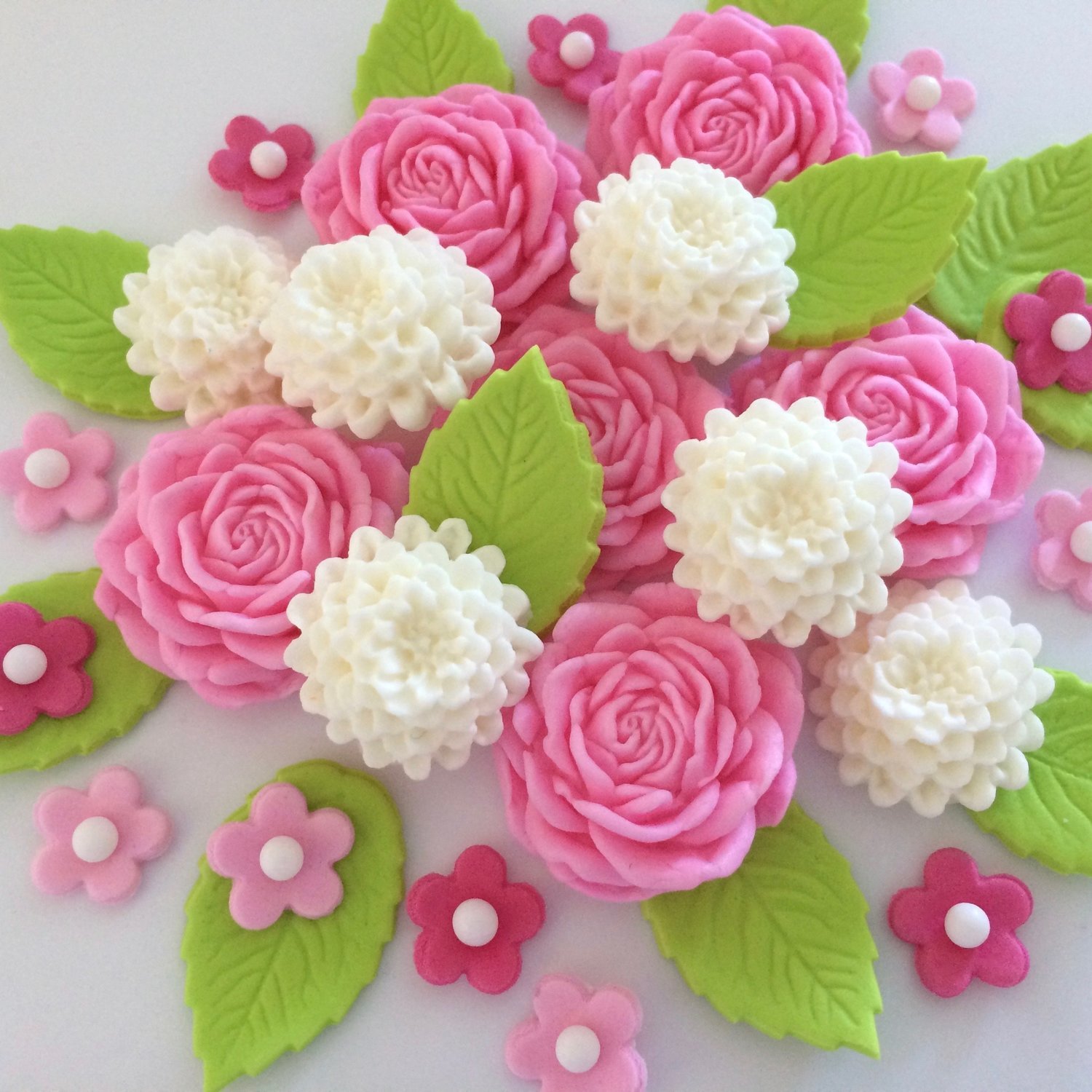 Pink Roses Ivory Mums