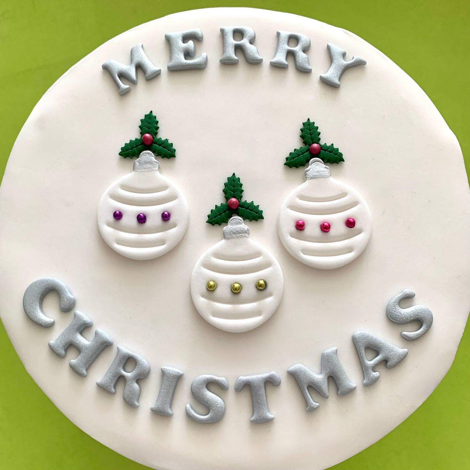 Silver Merry Christmas Baubles