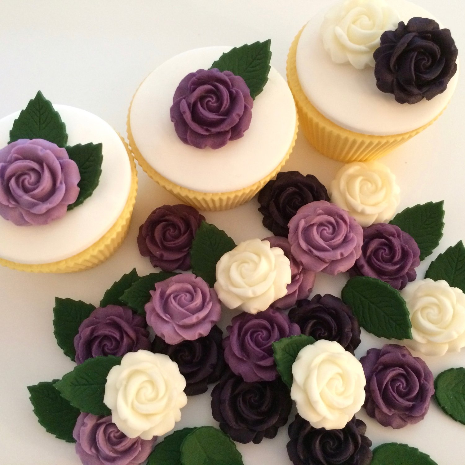 Purple Ivory Sugar Roses