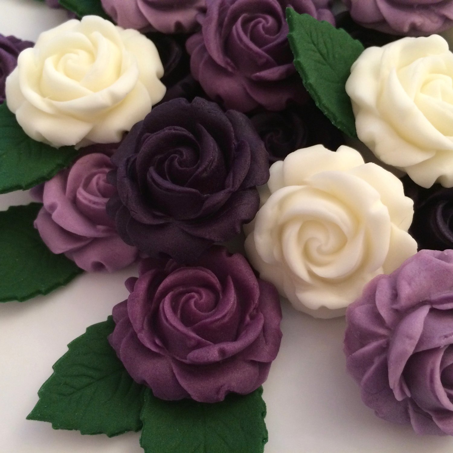 Purple Ivory Sugar Roses