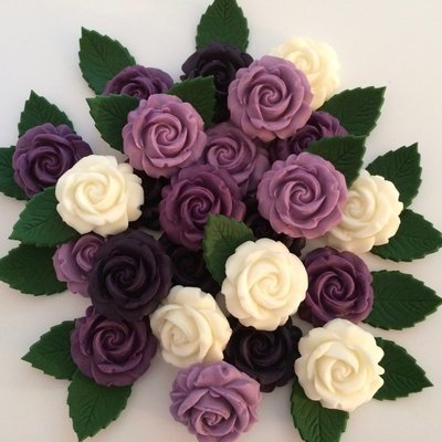 Purple Roses with Leaves