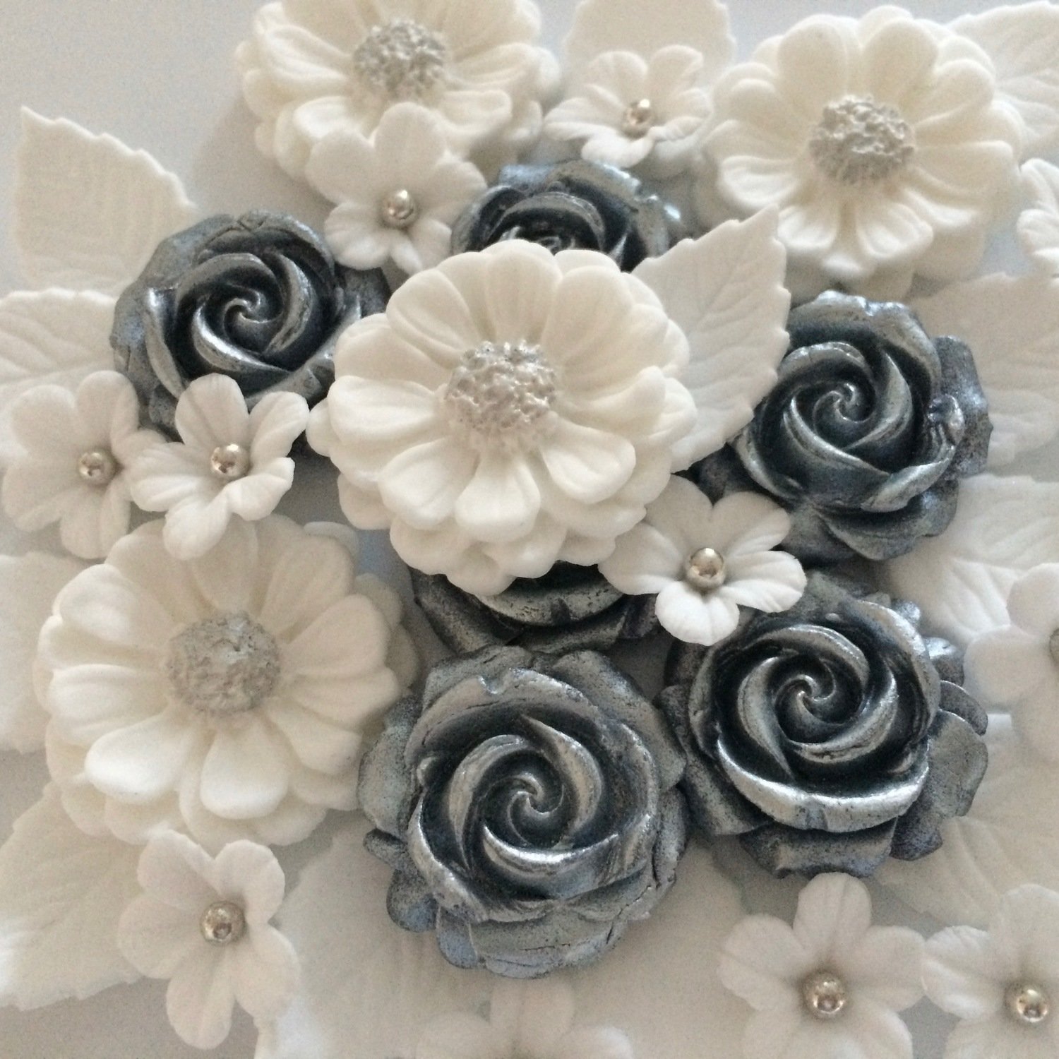 Silver Wedding Rose Bouquet