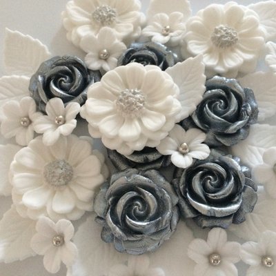Silver Wedding Rose Bouquet