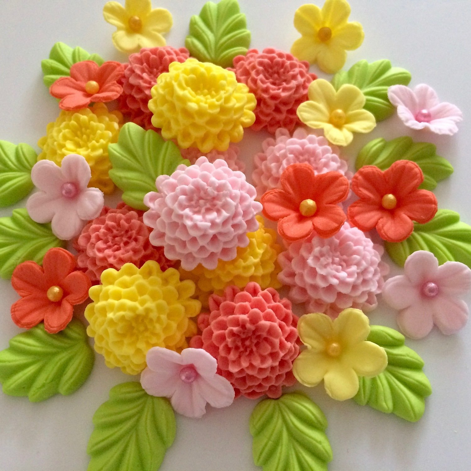 Orange Lemon Pink Chrysanthemums