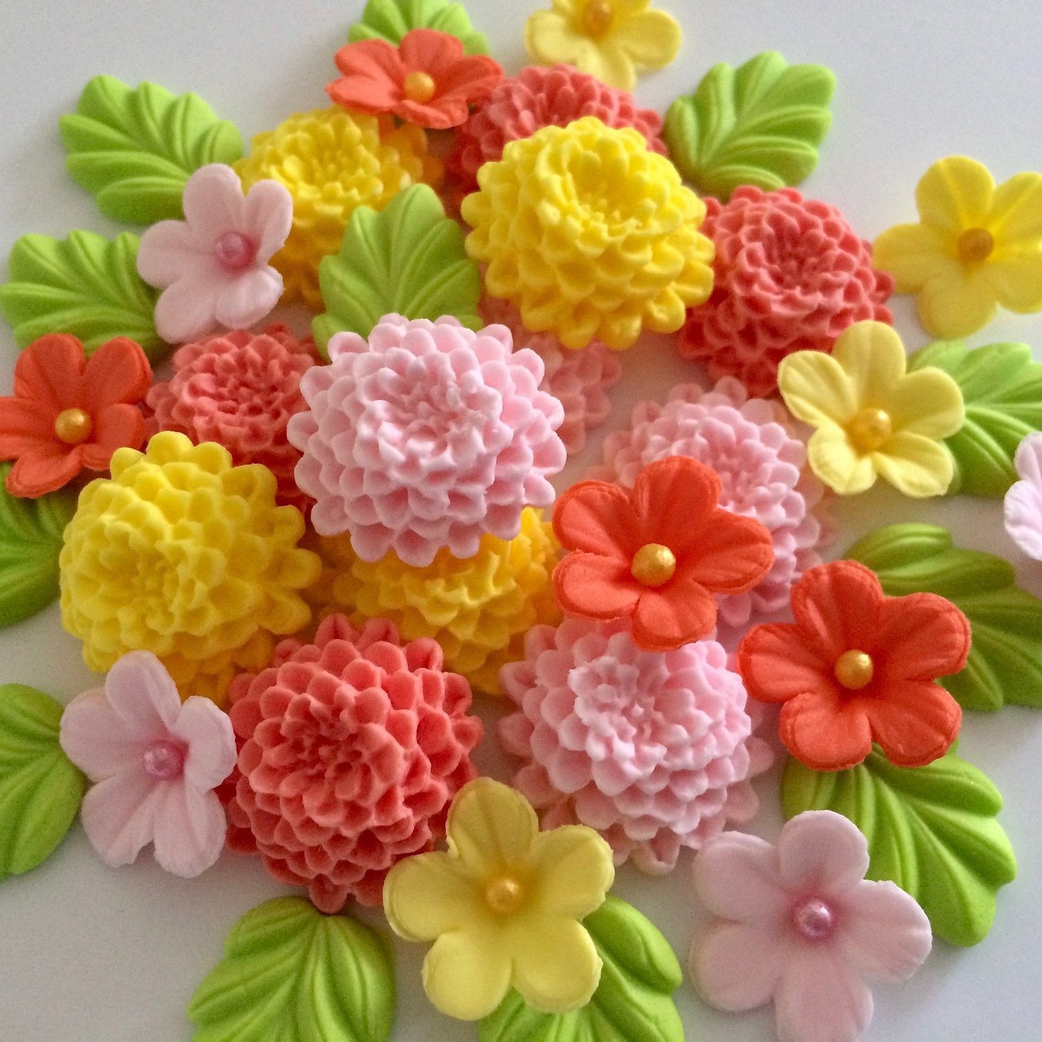 Orange Lemon Pink Chrysanthemums