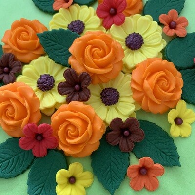 Edible Orange Yellow Sugar Flowers