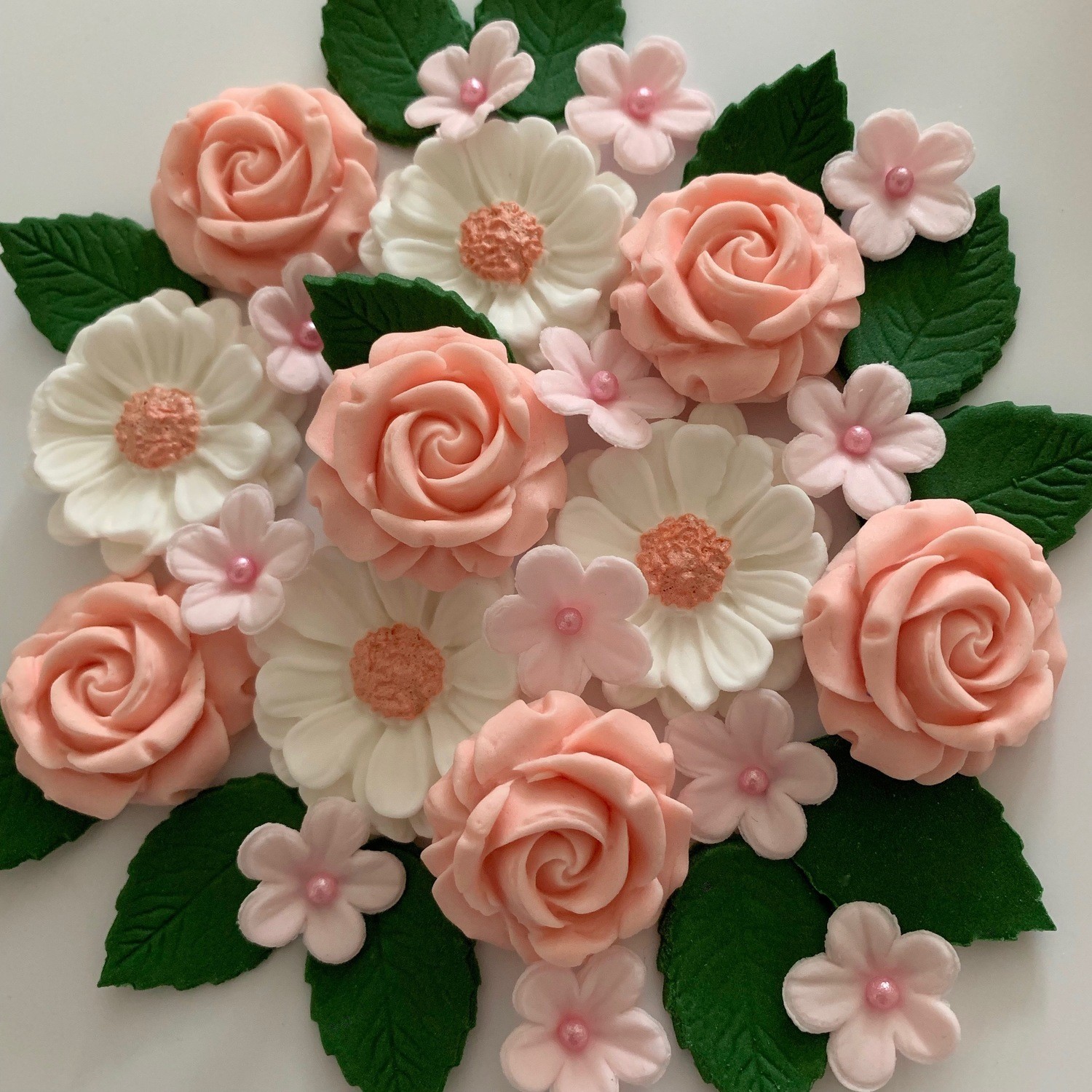 Edible Peach Blush Rose Bouquet Sugar Flowers