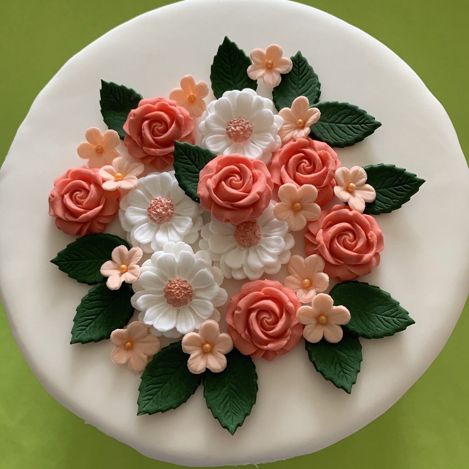 Edible Coral Peach Rose Bouquet Sugar Flowers