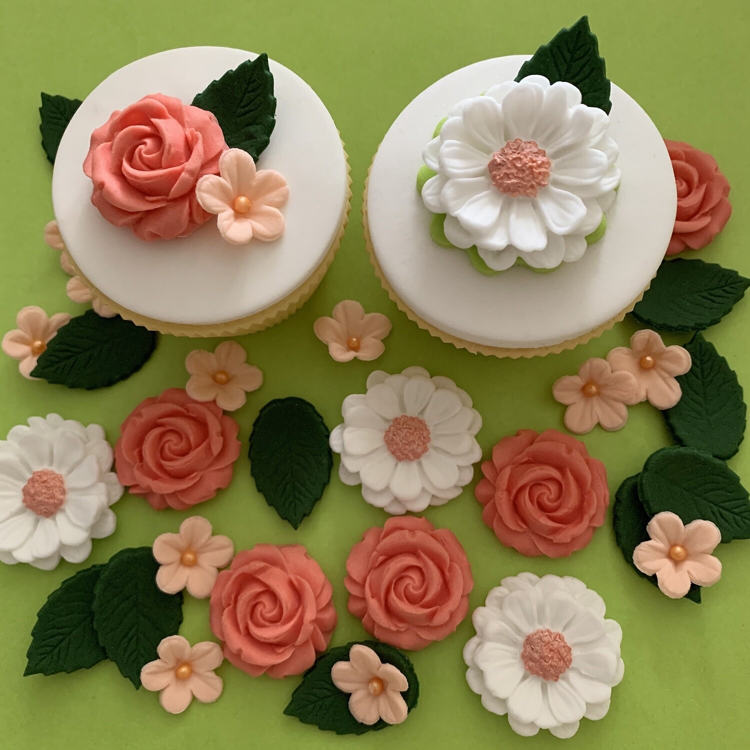 Edible Coral Peach Rose Bouquet Sugar Flowers