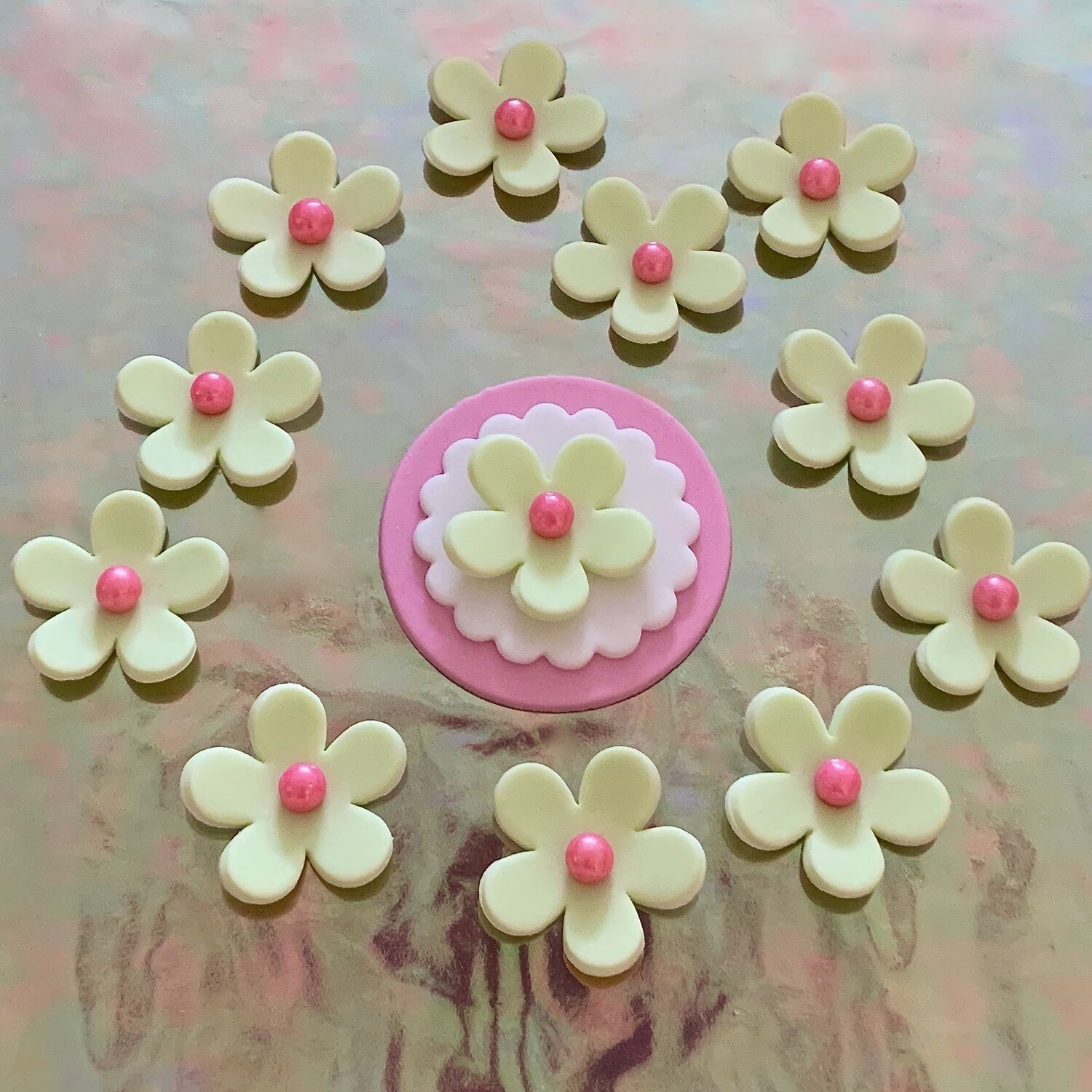 Pale Green Cupcake Flowers