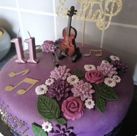 Edible Purple Dahlia Bouquet Fondant Cake Flowers