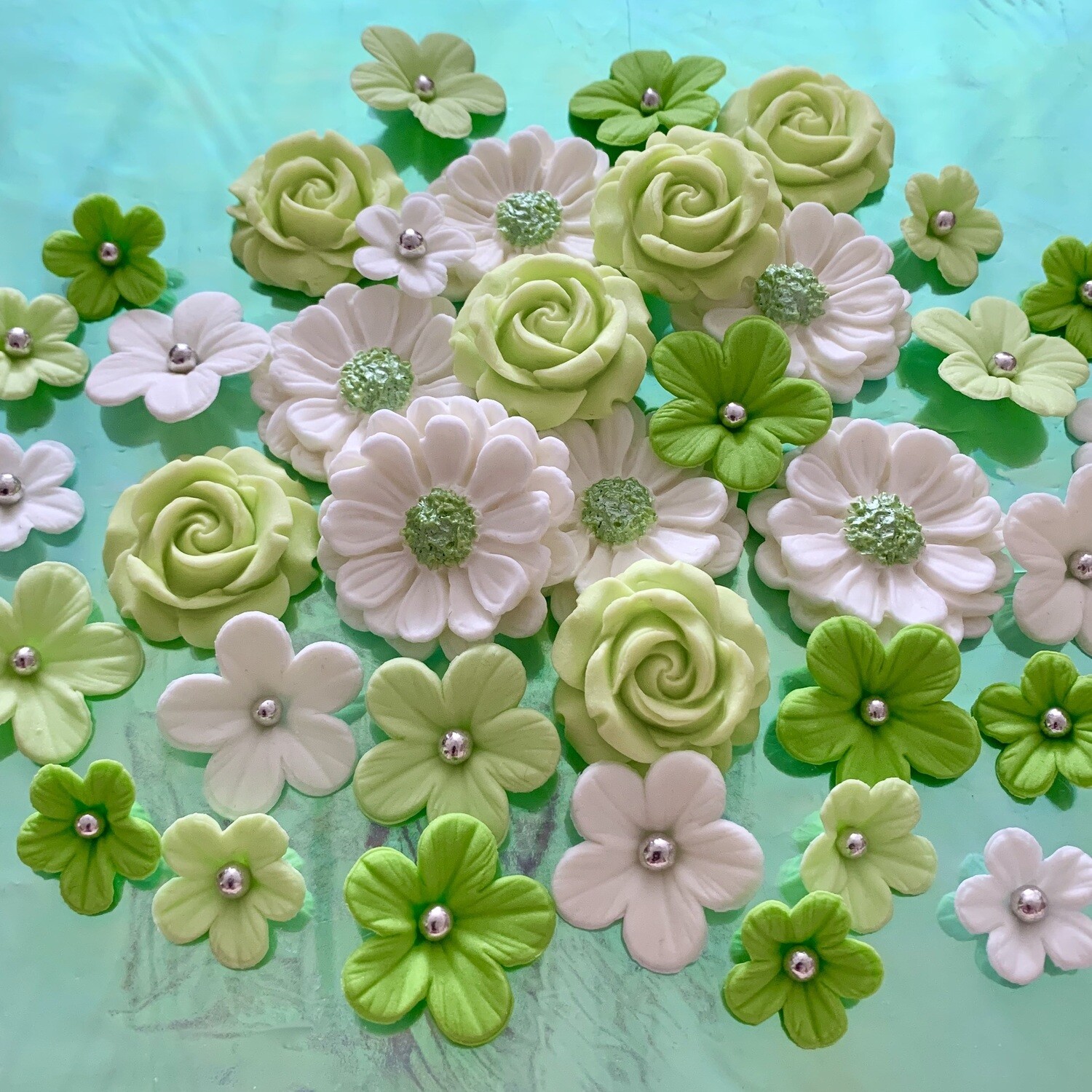 Edible Fondant Green Flowers