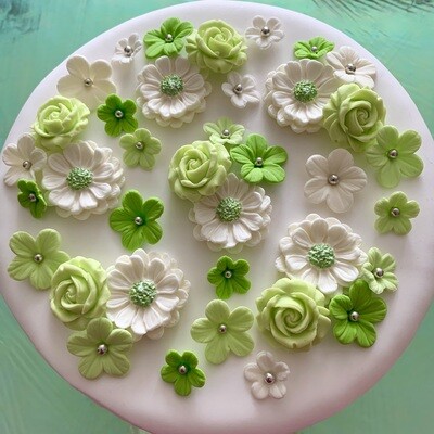 Edible Green Icing Flowers