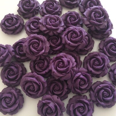 Edible Purple Roses Fondant Cake Flowers