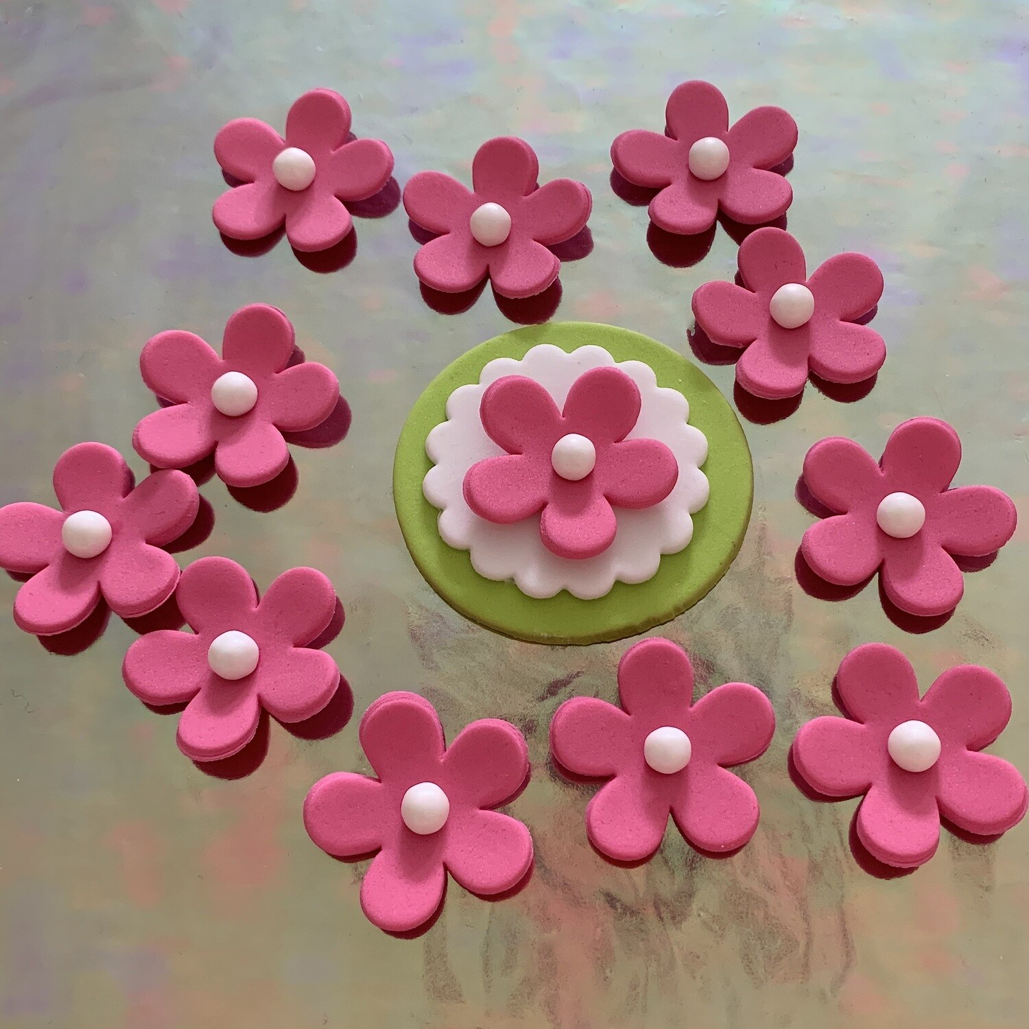 Deep Pink Cupcake Flowers