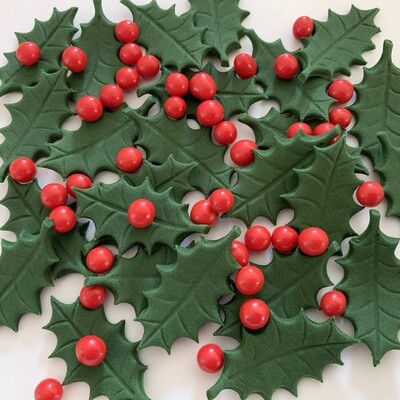 Green Holly Leaves &amp; Berries