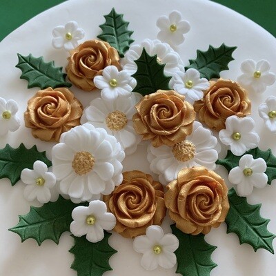 Golden Christmas Rose Bouquet