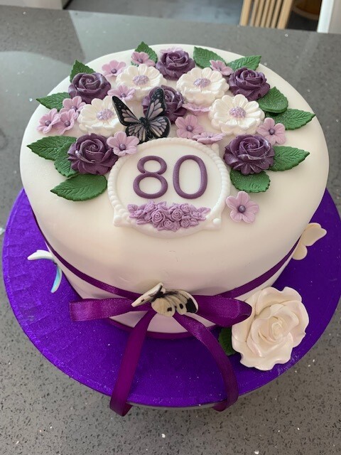 Fondant Purple Cake Flowers Roses