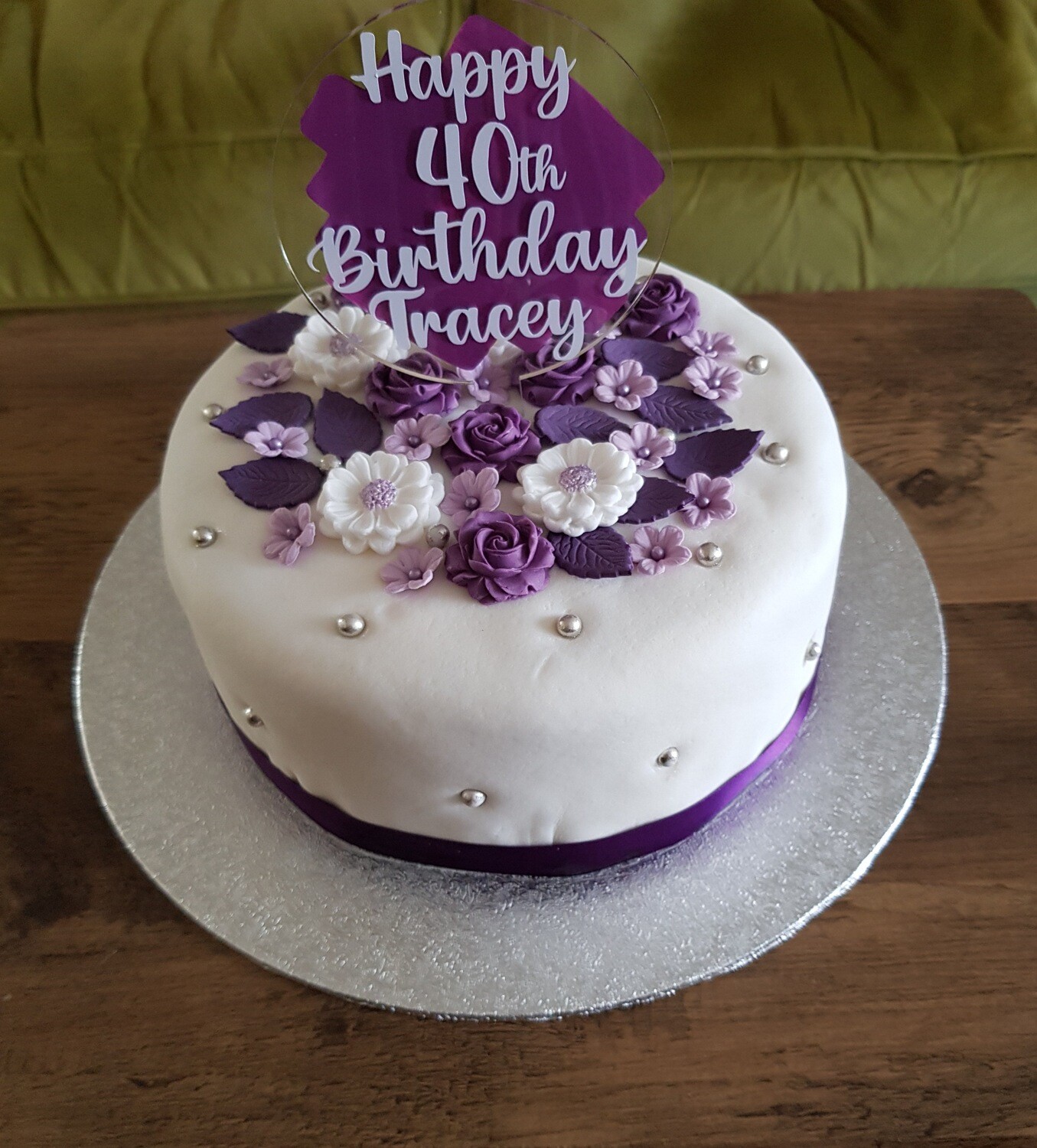 Edible Purple Rose Bouquet Cake Flowers
