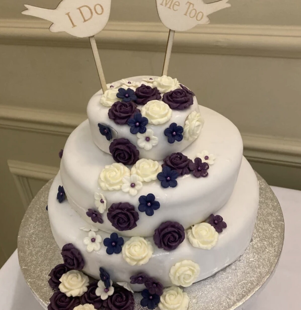 Edible Purple Cream Cake Roses Flowers