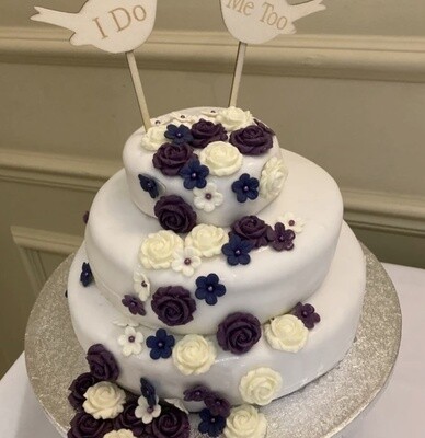 Edible Purple Cream Cake Roses Flowers