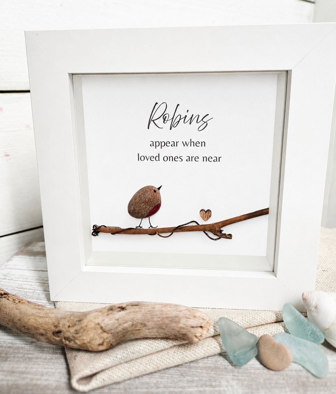 ROBINS APPEAR  - HANDCRAFTED PEBBLE ART KEEPSAKE 