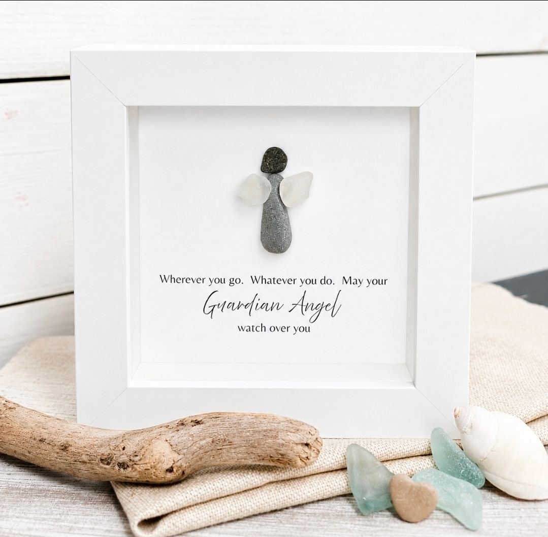 GUARDIAN ANGEL - HANDCRAFTED PEBBLE ART KEEPSAKE 