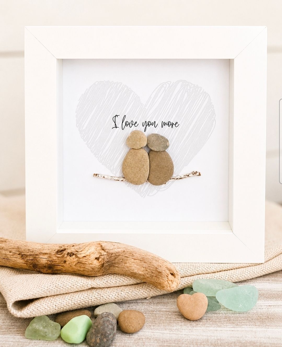 I LOVE YOU MORE- HANDCRAFTED PEBBLE ART KEEPSAKE 